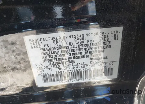2023 Nissan Sentra Sr Xtronic Cvt z USA, uszkodzony, nr VIN 3N1AB8DV0PY288298